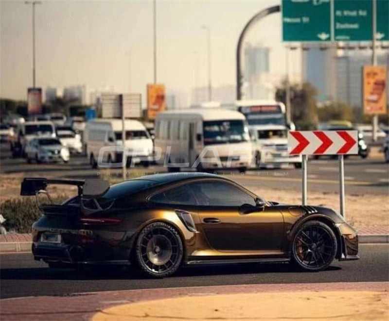 Highest quality PET glossy metallic Midnight gold vinyl wrap