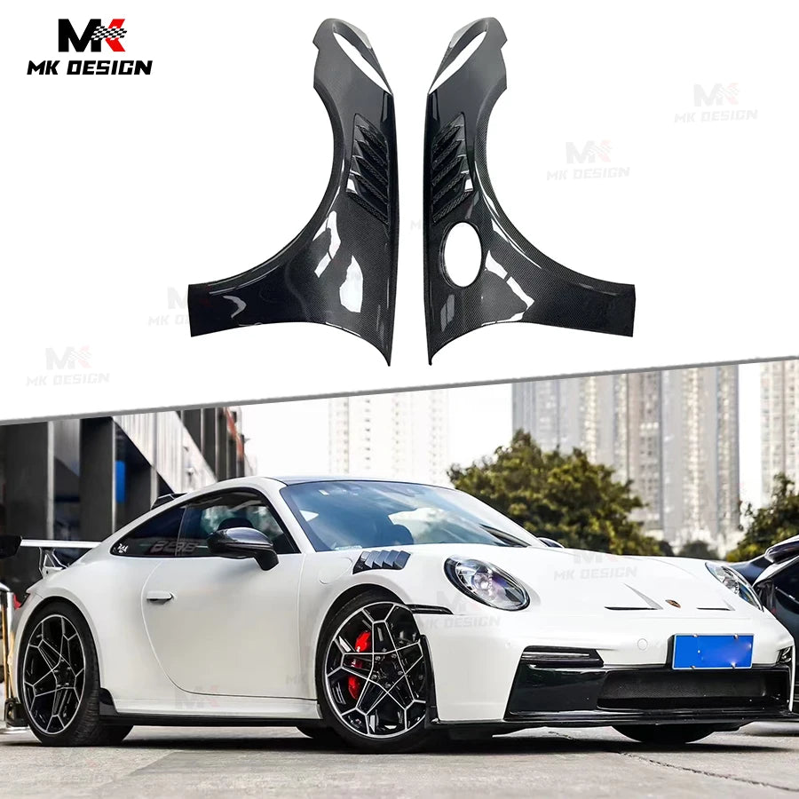 Carbon Fiber Front Fender Flares for Porsche 911 992 2021-2024 Side Fenders Air Vent Cover Trims Car Accessories