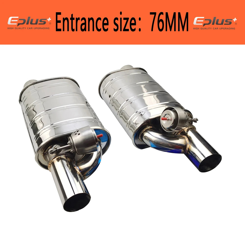 EPLUS 1 Pair Car Exhaust System Vacuum Valve Control Exhaust Pipe Kit Remote Control Variable Silencer Stainless Universal 63mm