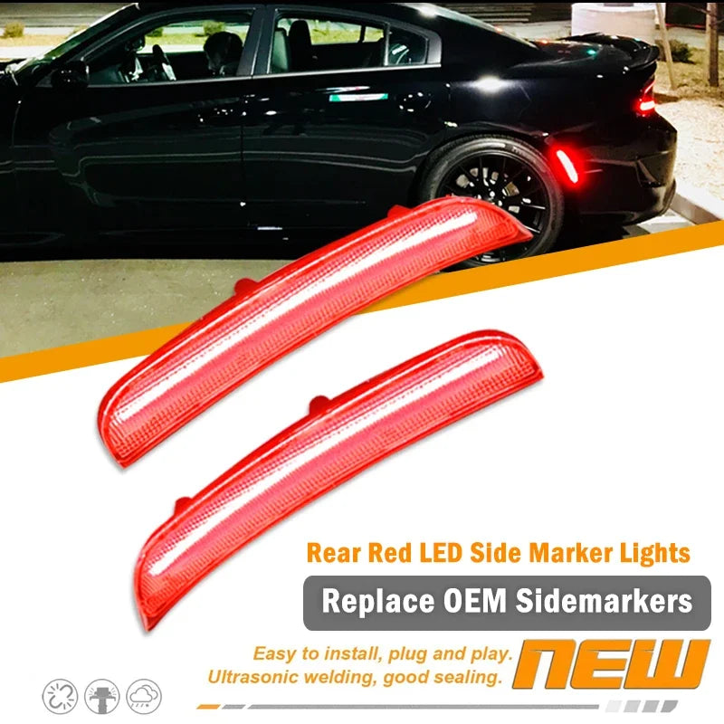 Front Rear Fender Side Marker Lights For Dodge Charger 2015 2016 2017 2018 2019 2020 2021 LED Turn Signal Lights Parking Lights