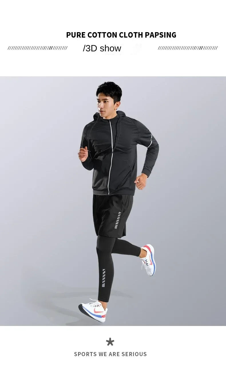 7Pcs Men's Ice Fiber Quick-Dry Running Fitness Full Set