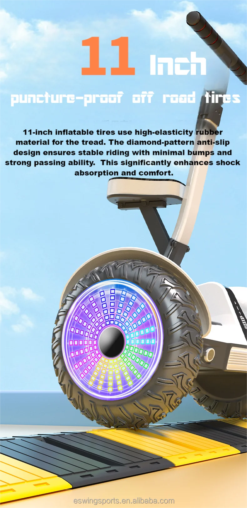11-Inch Electric Self-balancing Scooter, Dual-motor Light Hoverboard, Two-fold Aluminum Children's Scooter