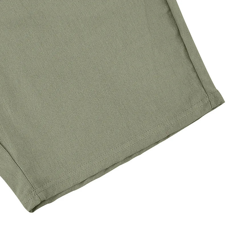 Men's Linen Sleeveless Hooded Shirt and Shorts Set