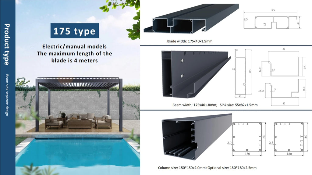 Motorized Pergola Aluminum Bioclimatic Gazebo with LED Lights Louvered Roof with Glass Sliding Doors Patio Gazebos Pergolas