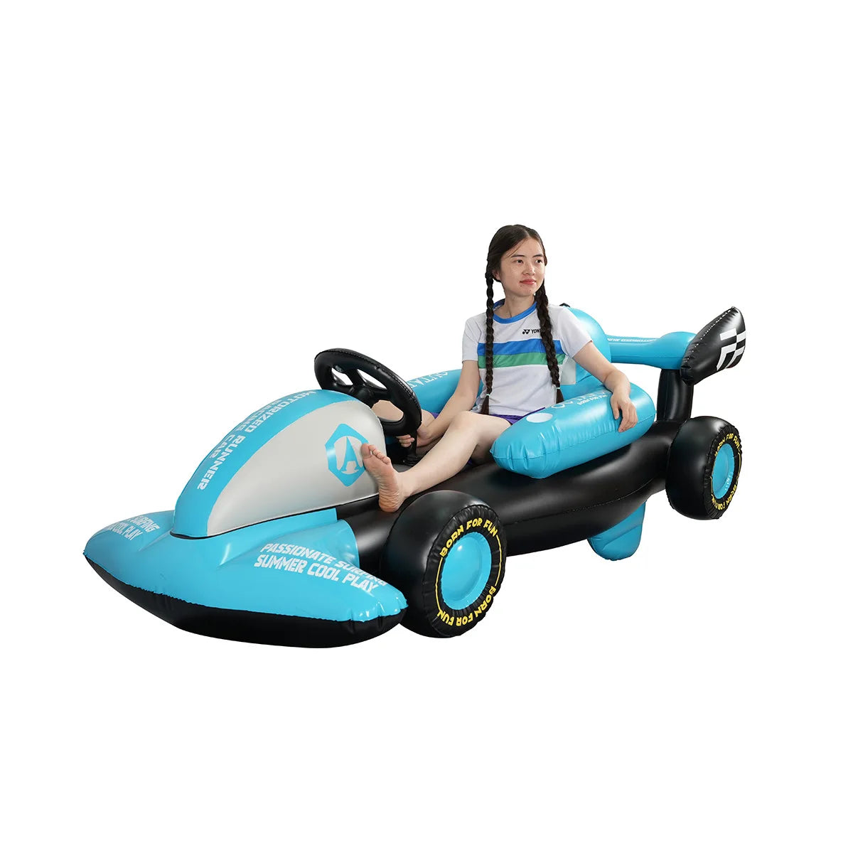 Inflatable Water Float Racing Car Model, Floating Lounge Seat, Inflatable Water Toy for Adults & Kids 214x105x81CM