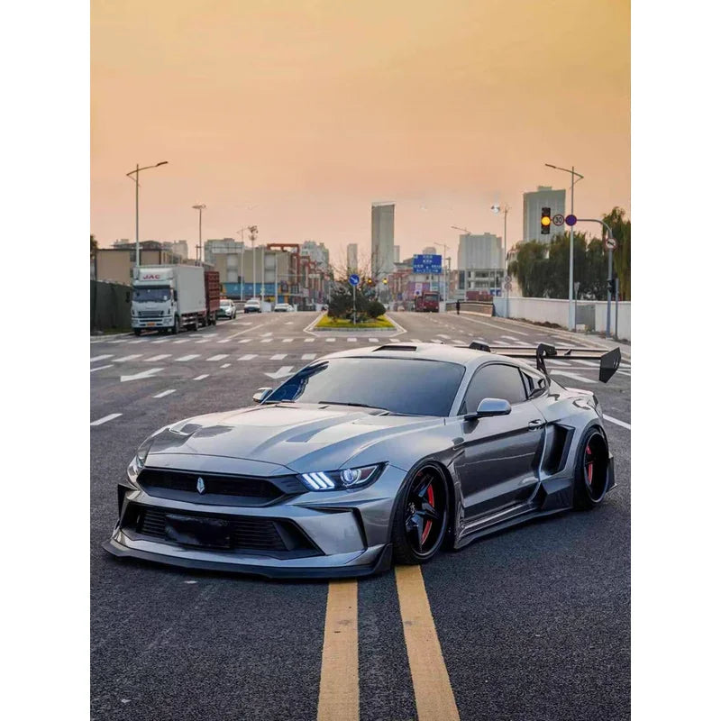 Dawn Style Wide Body kit for Ford Mustang 2018-2022 Car Front Bumpers Fender Flares Honnet Hood Rear Spoiler Wing Bodykit
