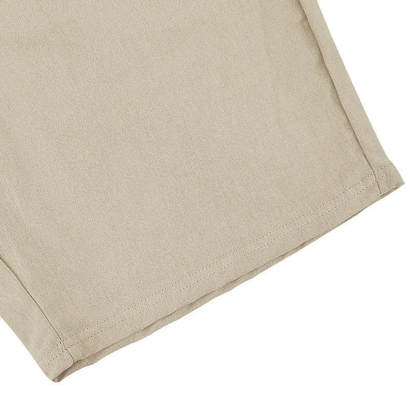 Men's Linen Sleeveless Hooded Shirt and Shorts Set