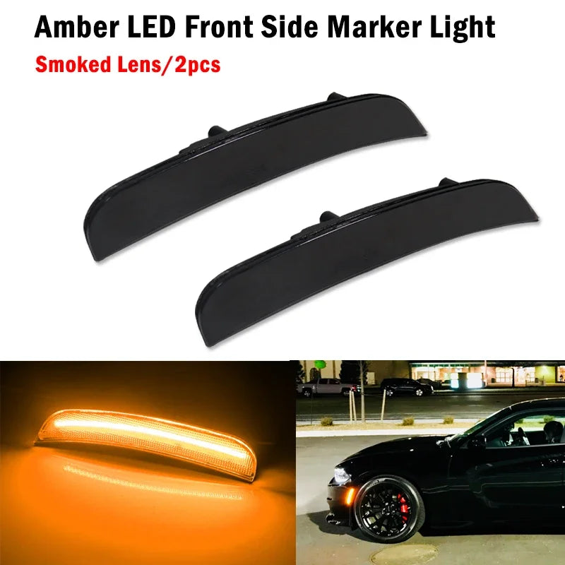 Front Rear Fender Side Marker Lights For Dodge Charger 2015 2016 2017 2018 2019 2020 2021 LED Turn Signal Lights Parking Lights