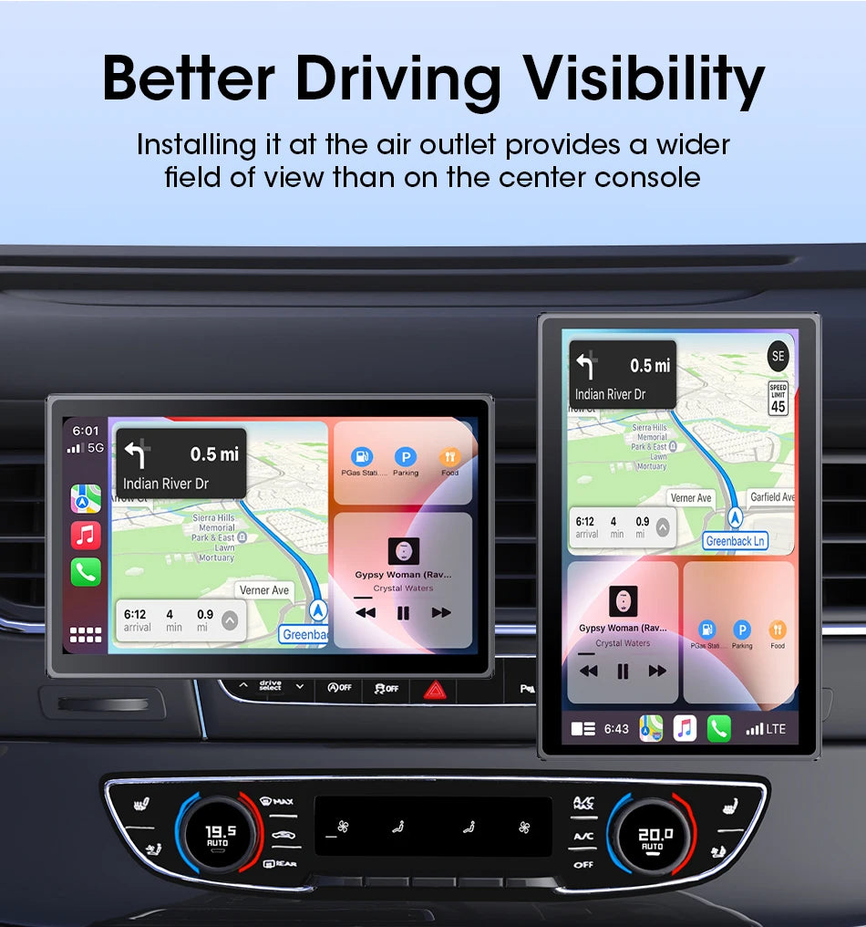 7/8/9'' Support Orientation & Portrait Car Mirror Radio Wireless Carplay Android Auto Multimedia Video Player Universal Screen
