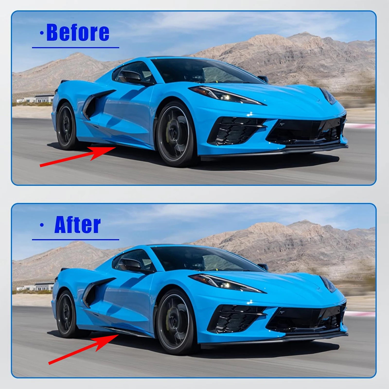 Side Skirts Extension Splitters Fender For Chevrolet Corvette C8 2 Door Z51 Stingray STG 3 2020-2024 Carbon Look Glossy Black