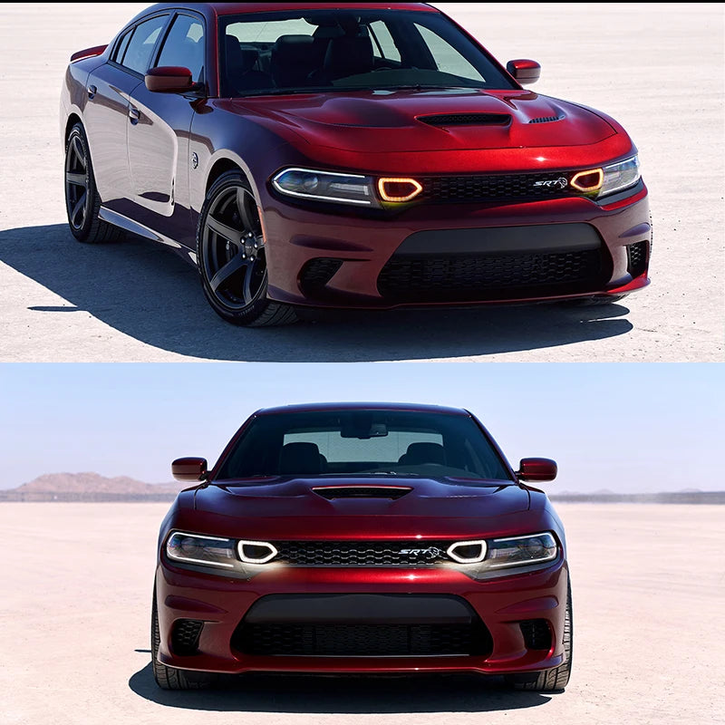 Replacement for SRT Scat Pack Grille LED Lights Sequential Amber Turn Signals Lights For Dodge Charger White LED as DRL 15-20