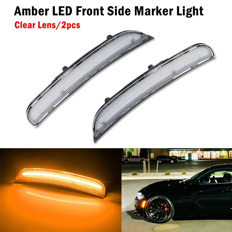 Front Rear Fender Side Marker Lights For Dodge Charger 2015 2016 2017 2018 2019 2020 2021 LED Turn Signal Lights Parking Lights