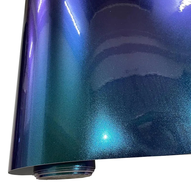 Sparkle Metallic Chameleon Vinyl Wrap Film Roll Purple to Blue Adhesive Decal Vehicle Car Wrapping