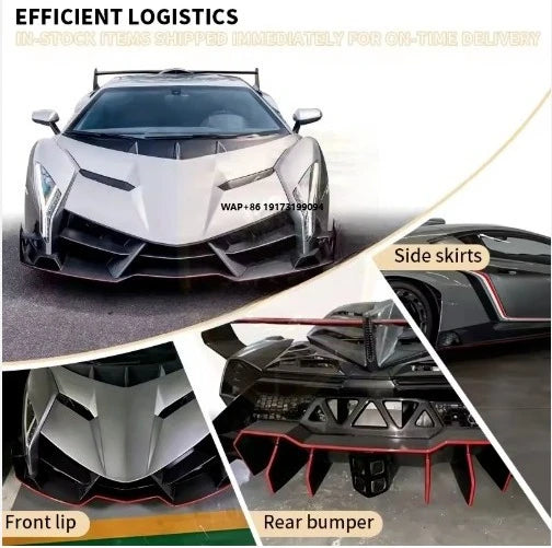For Aventador LP700 Body Kit Upgrade Veneno Style Front Bumper Sideskirt Rear Fender Panel Spoiler Trunk Lid Bodykit