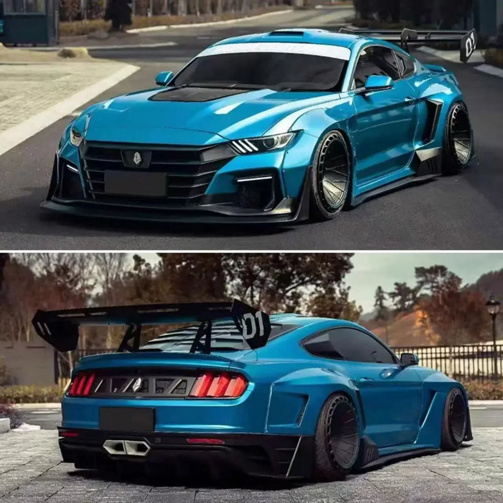 Dawn Style Wide Body kit for Ford Mustang 2018-2022 Car Front Bumpers Fender Flares Honnet Hood Rear Spoiler Wing Bodykit