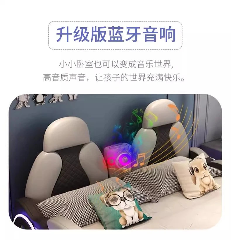 With lights and sound system 120x200 150x200 180x200 cm Sports car bed bedroom furniture Bed bases and frames Double beds