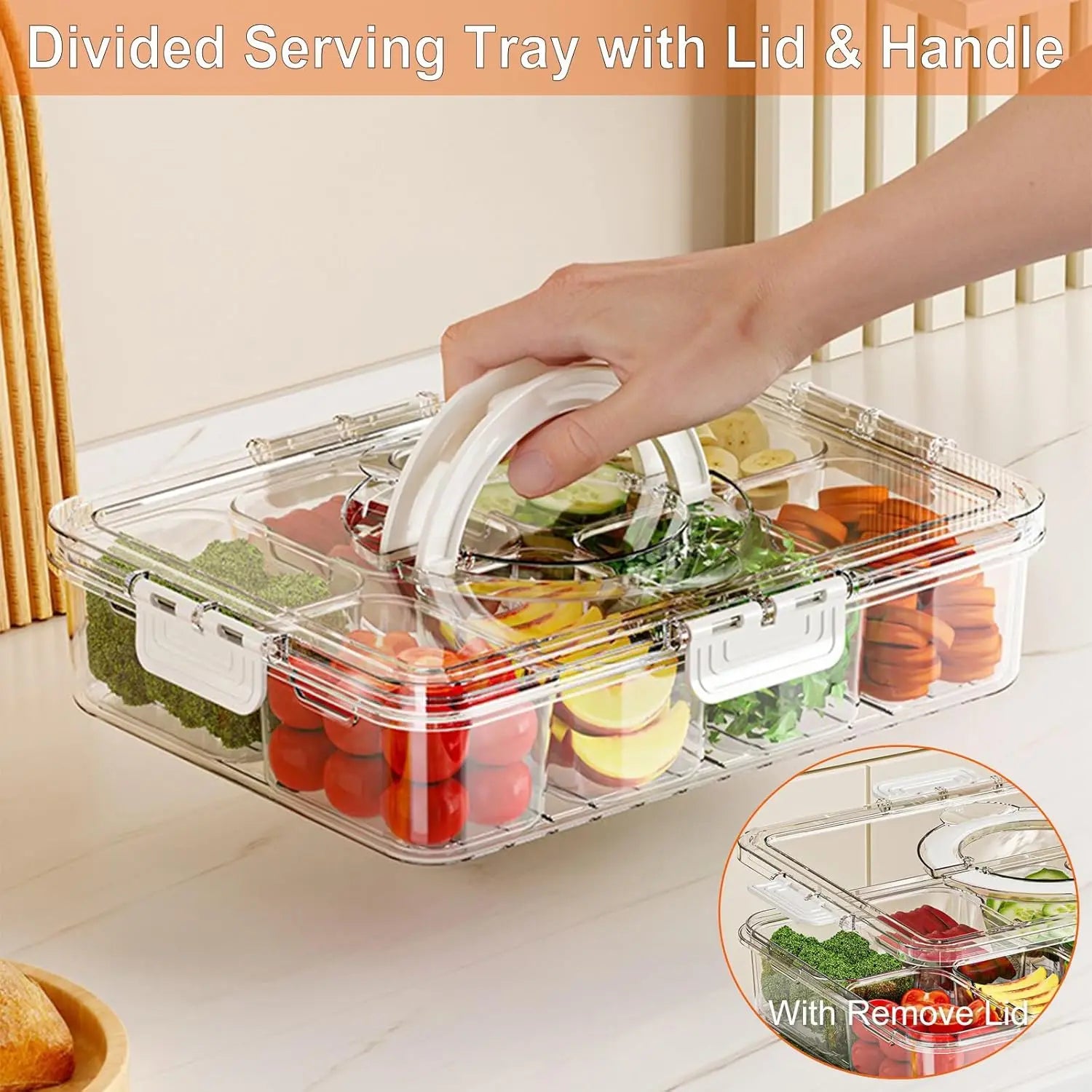 Veggie Tray with Lid and Handle