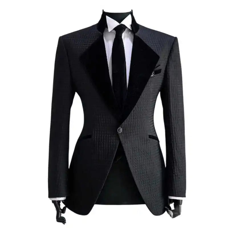 Formal Man Tuxedos Jacquard 2 Piece Set Jacket Pants Men Suit Classic Fit Single Breasted Evening Wedding Groom Customized