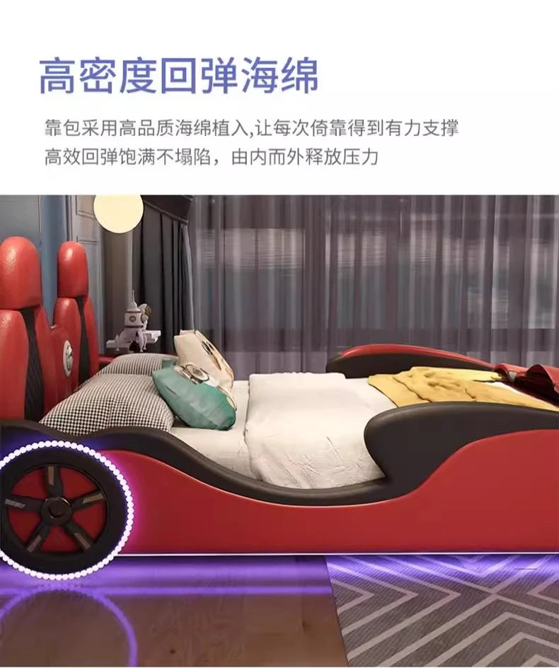 With lights and sound system 120x200 150x200 180x200 cm Sports car bed bedroom furniture Bed bases and frames Double beds