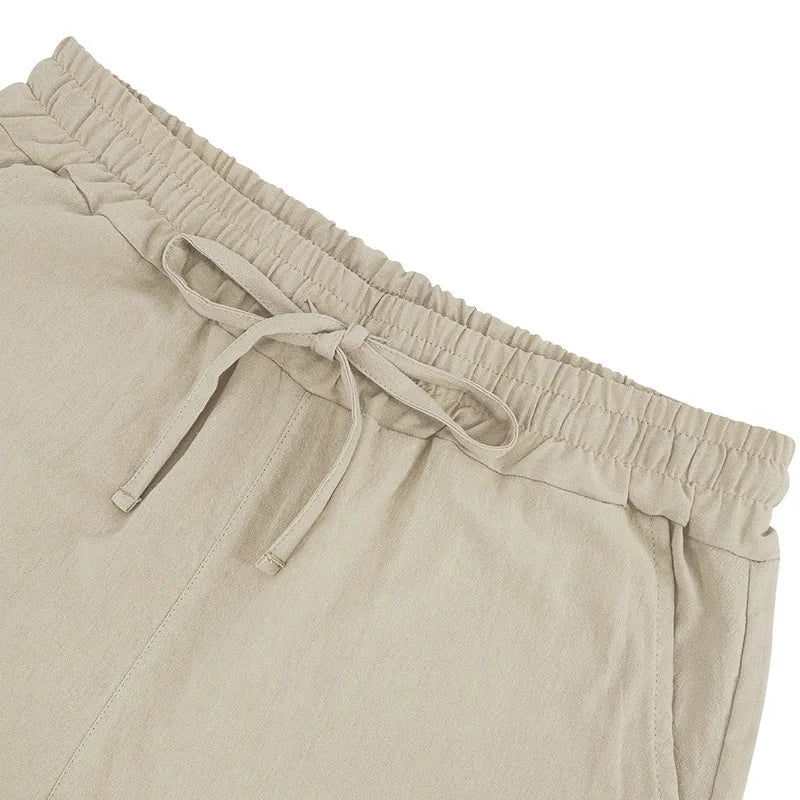 Men's Linen Sleeveless Hooded Shirt and Shorts Set