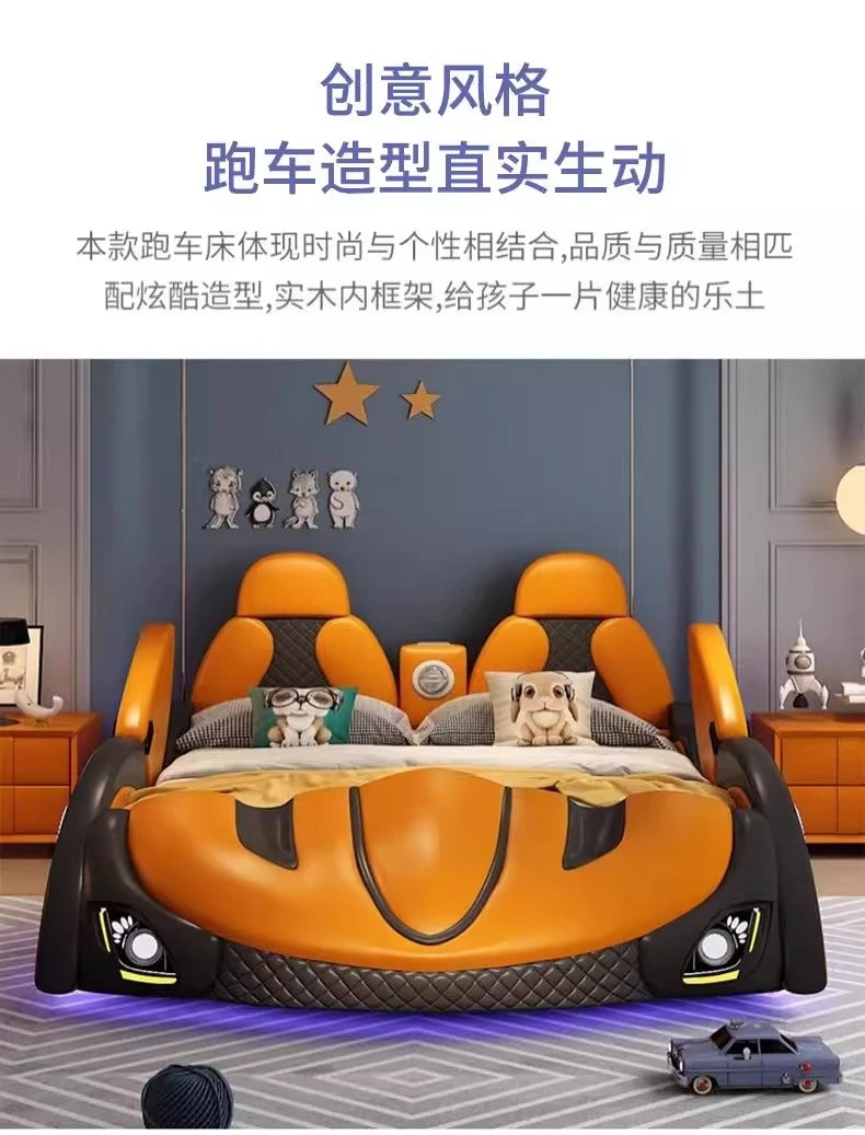 With lights and sound system 120x200 150x200 180x200 cm Sports car bed bedroom furniture Bed bases and frames Double beds