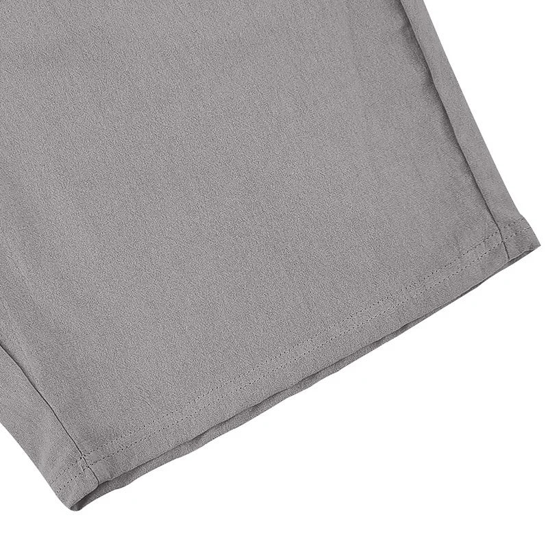 Men's Linen Sleeveless Hooded Shirt and Shorts Set