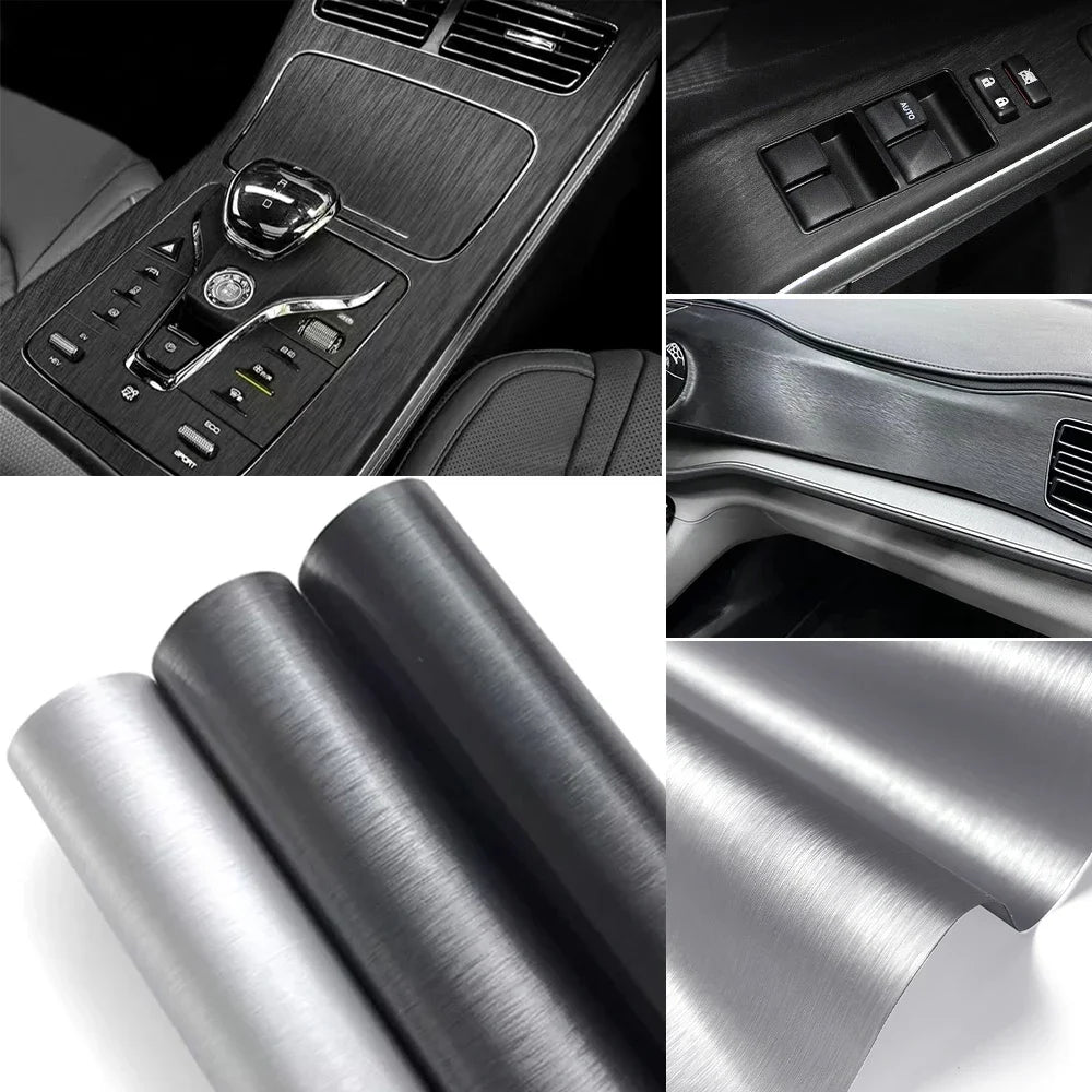Car Stickers Black Grey Silver Brushed Aluminum  Vinyl Wrap Film Metallic Car Wrap Foil Sticker For Car Motorcycle Computer Skin