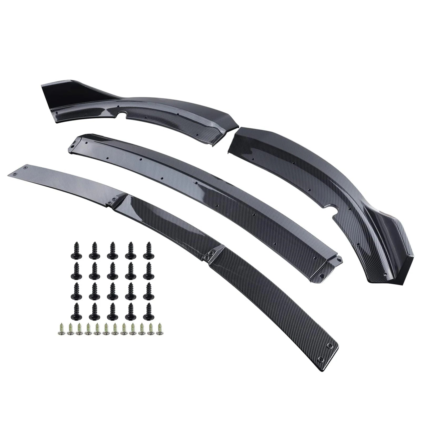 4PCS Front Bumper Lip Splitter Spoiler Body Kit For Dodge Charger 2015-2023 SRT-Style Carbon Fiber Look Glossy Black