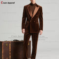 Tailor-made Stylish Men High Quality Corduroy Suit Sets Male Classic Double Breasted Blazer Pants 2 Pieces