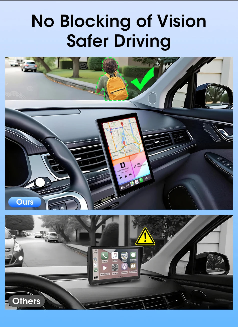 7/8/9'' Support Orientation & Portrait Car Mirror Radio Wireless Carplay Android Auto Multimedia Video Player Universal Screen