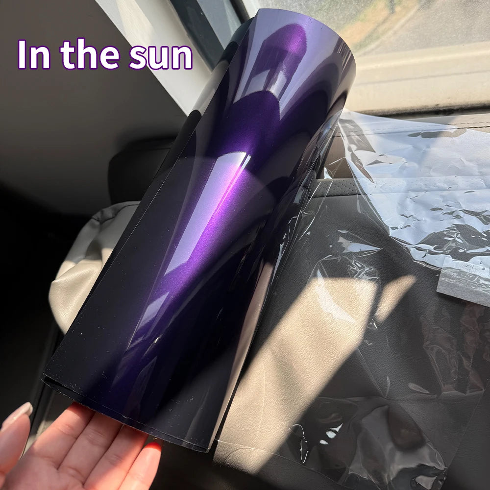 18M Roll High Glossy Metallic Midnight Purple Vinyl Film Sticker DIY Car Wrap Foil with Air Release Self Adhesive Decal Wrapping