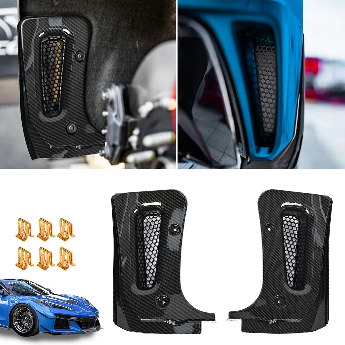 Car Rear Mudguard Extended Body Kit Flaps Guards Carbon Fiber Black For Chevrolet Corvette C8 Z06 E-Ray Coupe HTC 2023 2024