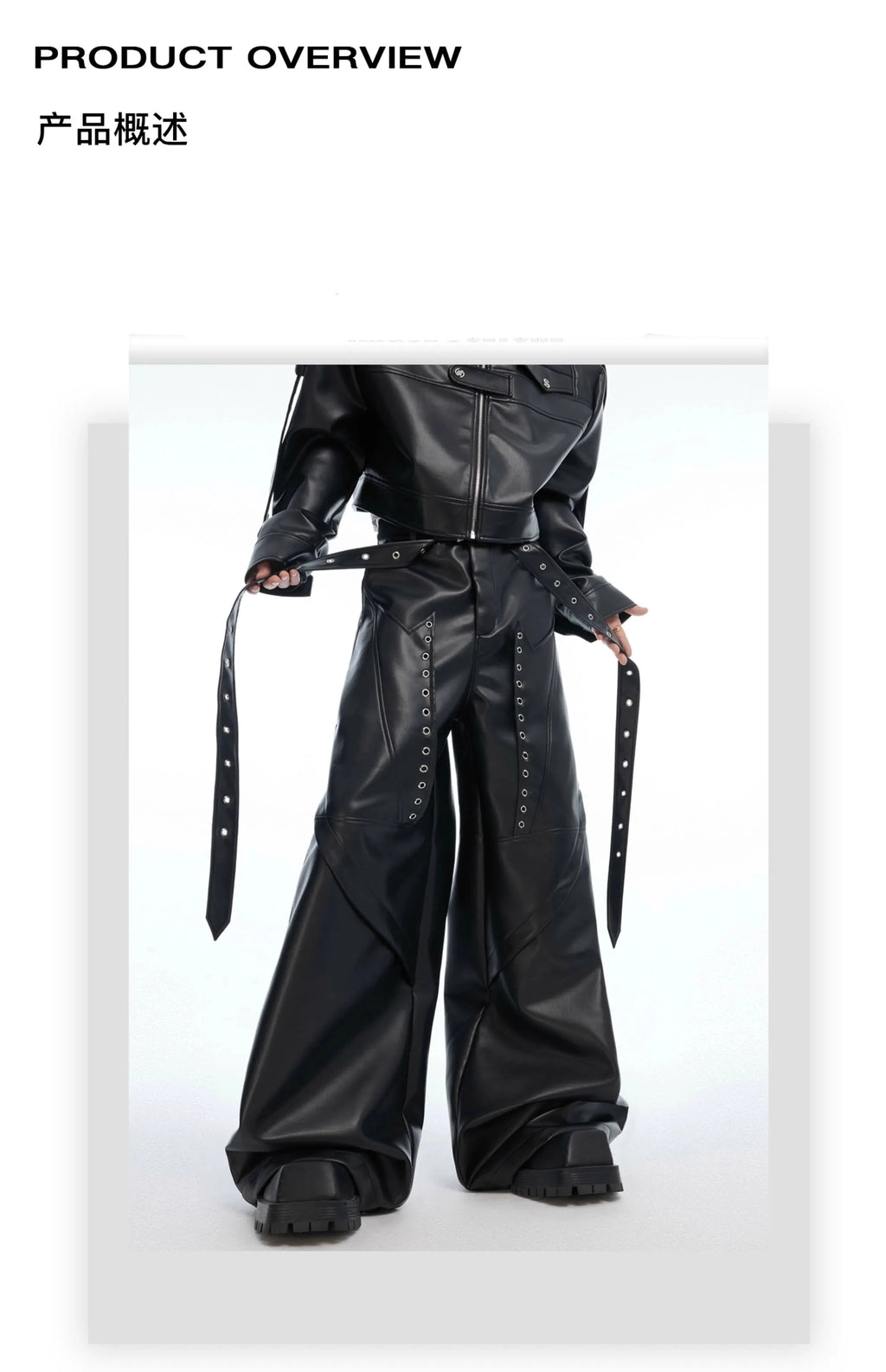 Mauroicardi Spring Autumn Cool Long Baggy Black Soft Pu Leather Wide Leg Pants Men