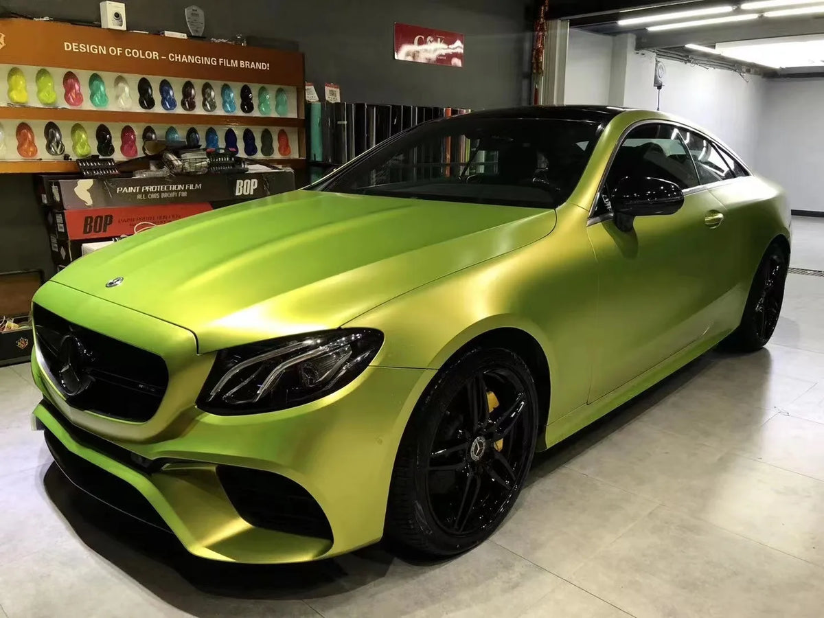 Super Matte Metallic Obsidian Lime Vinyl Wrap For Car Wrapping Covering Foil Air Bubble Free Low Tack Glue 152*18M/Roll 5x59ft
