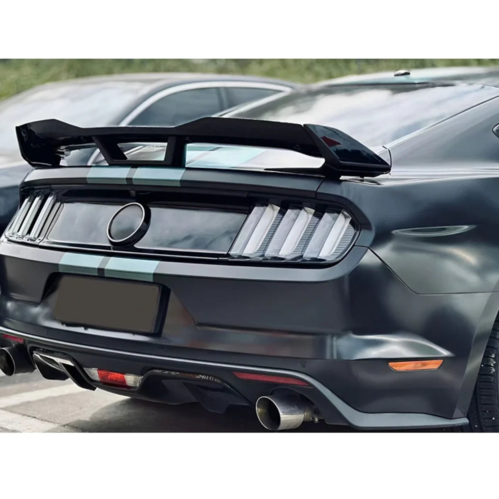 For Ford Mustang GT Ecoboost Shelby GT500 GT350 2-Door Coupe 2015-2023 Rear Bumper Tail Wing Spoiler Trunk Lip Carbon Look