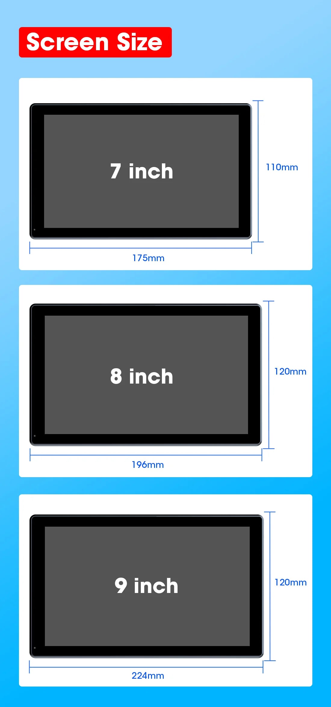 7/8/9'' Support Orientation & Portrait Car Mirror Radio Wireless Carplay Android Auto Multimedia Video Player Universal Screen