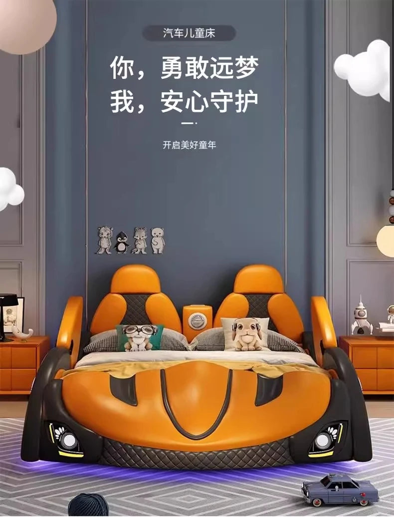 With lights and sound system 120x200 150x200 180x200 cm Sports car bed bedroom furniture Bed bases and frames Double beds