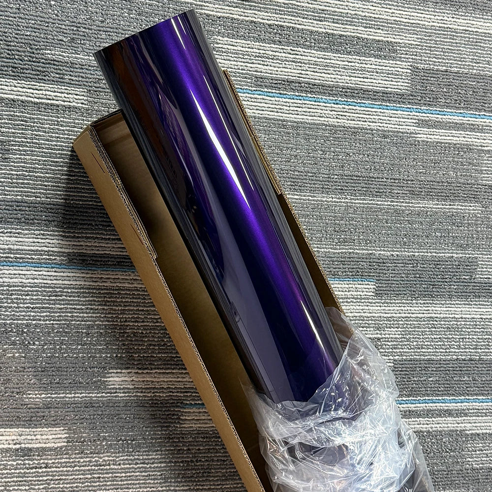 18M Roll High Glossy Metallic Midnight Purple Vinyl Film Sticker DIY Car Wrap Foil with Air Release Self Adhesive Decal Wrapping