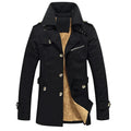 Men's Khaki Long-Sleeve Fleece-Lined Jacket, New Winter Style Collared Warm Coat,