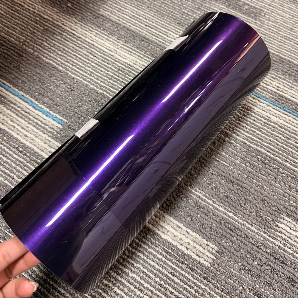 18M Roll High Glossy Metallic Midnight Purple Vinyl Film Sticker DIY Car Wrap Foil with Air Release Self Adhesive Decal Wrapping