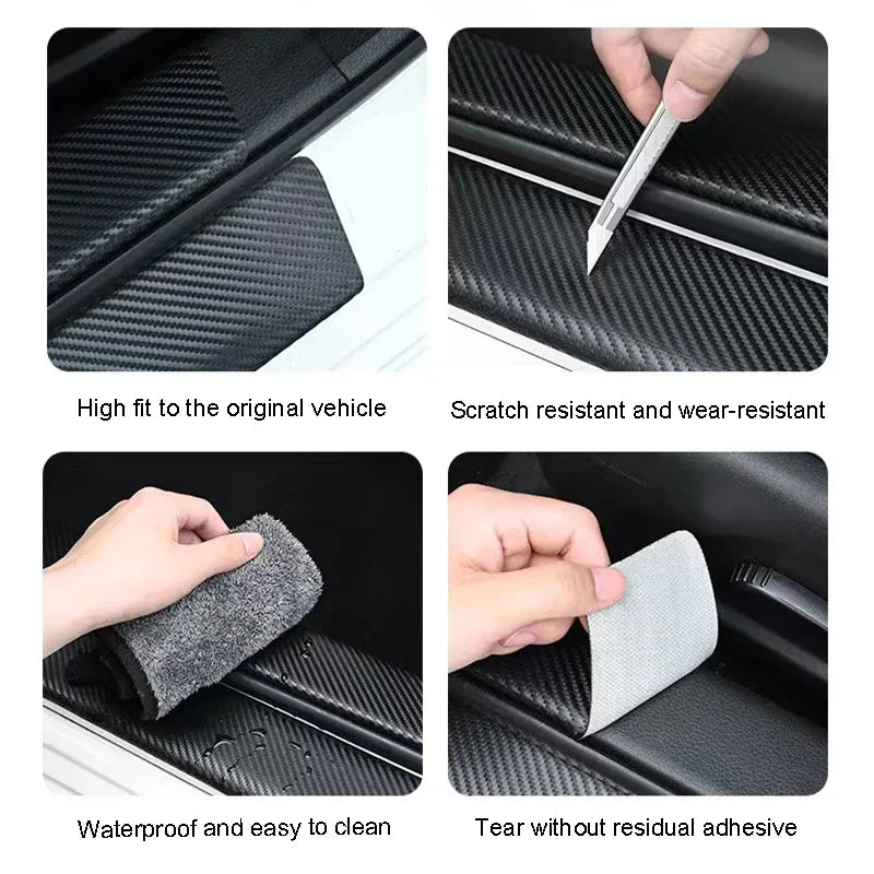 Carbon Fiber Car Door Sill Sticker Auto Door Threshold Protector Strip For Peugeot GT GTi GT Line 508 5008 3008 208 2008 308 206