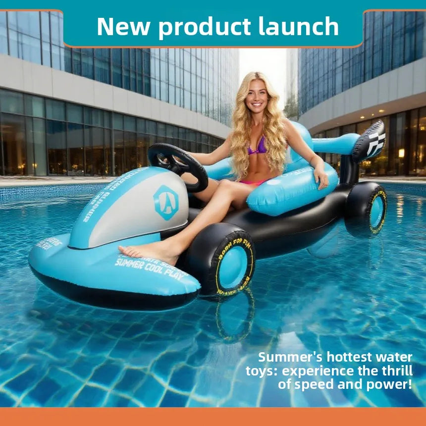 Inflatable Water Float Racing Car Model, Floating Lounge Seat, Inflatable Water Toy for Adults & Kids 214x105x81CM