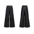Mauroicardi Spring Autumn Cool Long Baggy Black Soft Pu Leather Wide Leg Pants Men