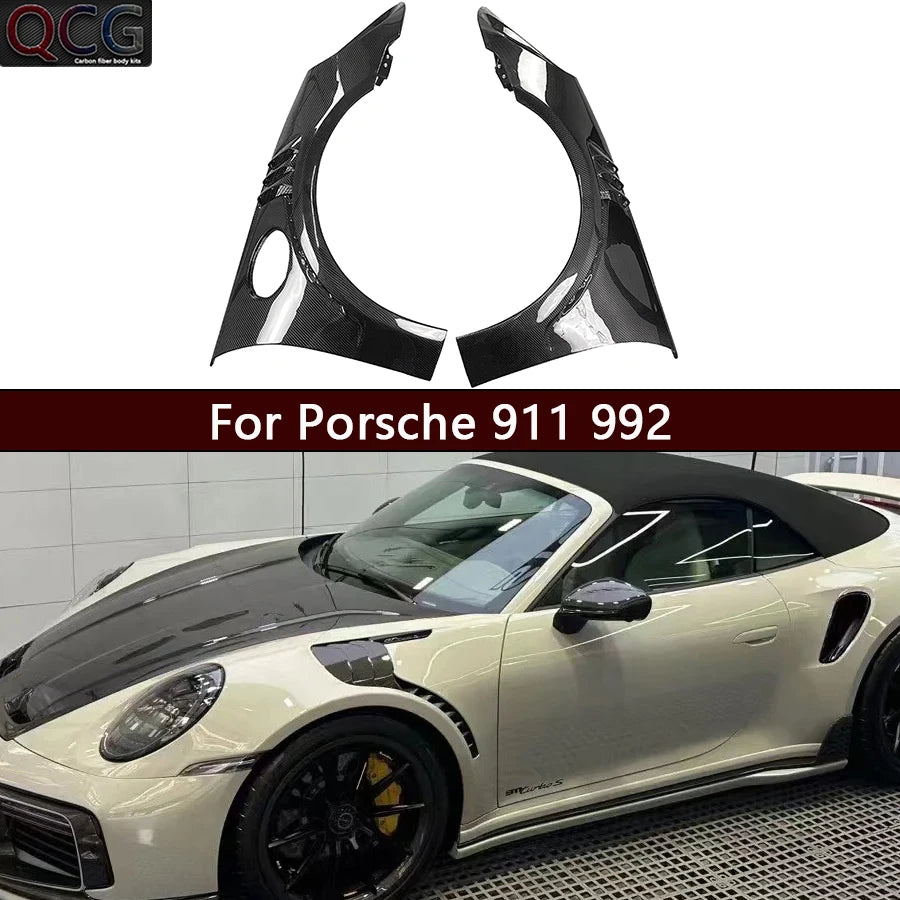 For Porsche 911 992 GT3 style Dry Carbon Fiber Car Front Bumper Side Fender Air Vent Covers Upgrade Car Accessories body kit