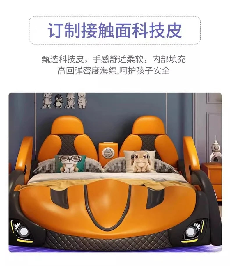 With lights and sound system 120x200 150x200 180x200 cm Sports car bed bedroom furniture Bed bases and frames Double beds