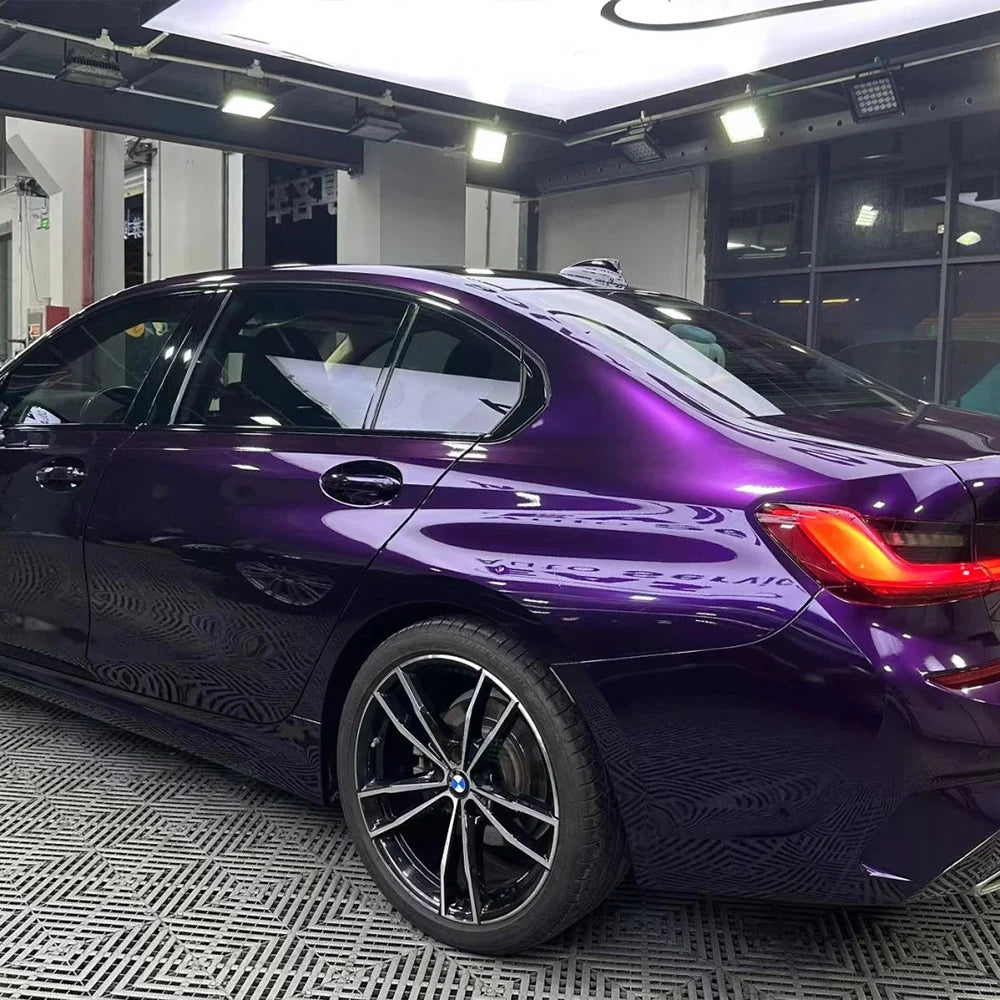 18M Roll High Glossy Metallic Midnight Purple Vinyl Film Sticker DIY Car Wrap Foil with Air Release Self Adhesive Decal Wrapping