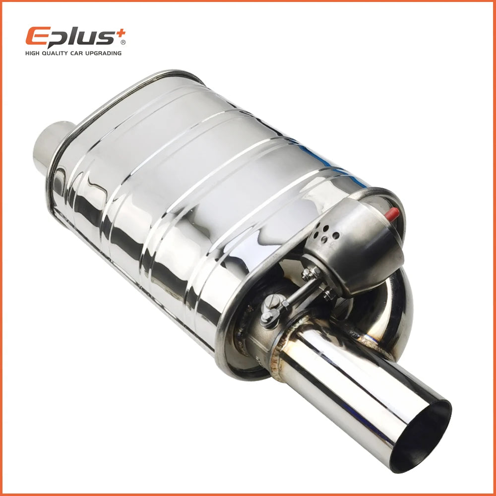 EPLUS 1 Pair Car Exhaust System Vacuum Valve Control Exhaust Pipe Kit Remote Control Variable Silencer Stainless Universal 63mm