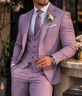 Men Light Lilac 3 Piece Slim Fit Suit Blazer Vest Trousers Summer Wedding Groom Prom Formal Party Outfit