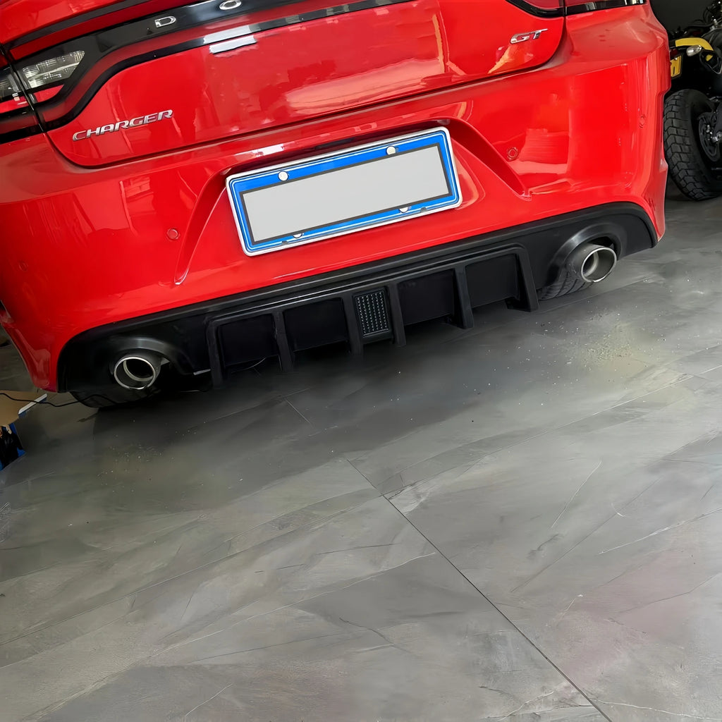 Gloss Black Car Rear Bumper Diffuser Splitter For Dodge Charger SRT Daytona GT R/T 2015-2023 With Brake LED Light Tuning BodyKit