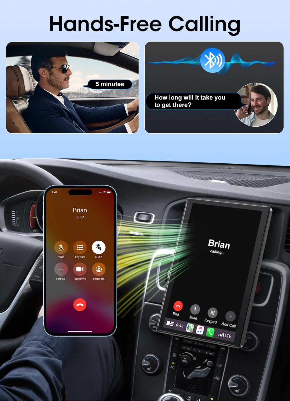 7/8/9'' Support Orientation & Portrait Car Mirror Radio Wireless Carplay Android Auto Multimedia Video Player Universal Screen